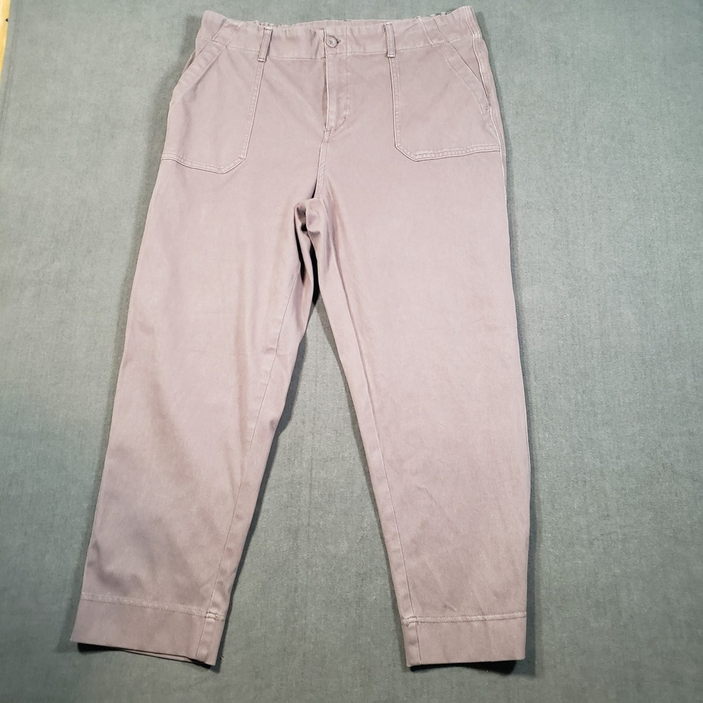 32 Degrees Cool Pants Womens L Mauve Stretch Twill Elastic Waist Straight Leg
